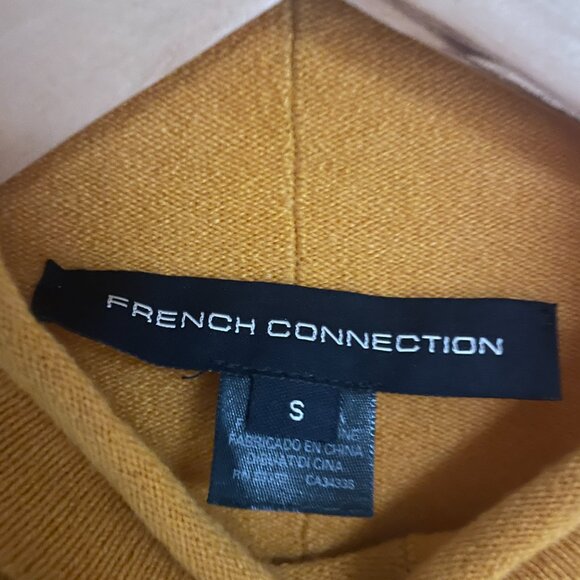 French Connection Mustard Yellow Mock Neck Sweater - Size S (relaxed fit ~M) - Picture 3 of 5